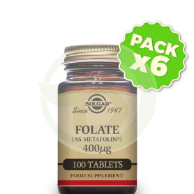 Pack 6x Folato (Metafolín) 100 Cápsulas Solgar