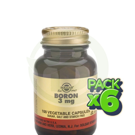 Pack 6x Boro 100 Cápsulas Vegetales Solgar