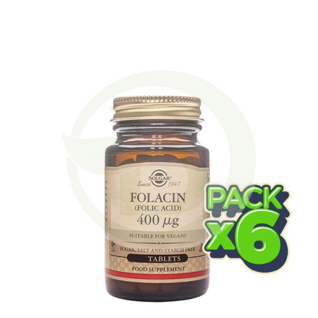 Pack 6x Folacín Ácido Fólico 250 Cápsulas Solgar
