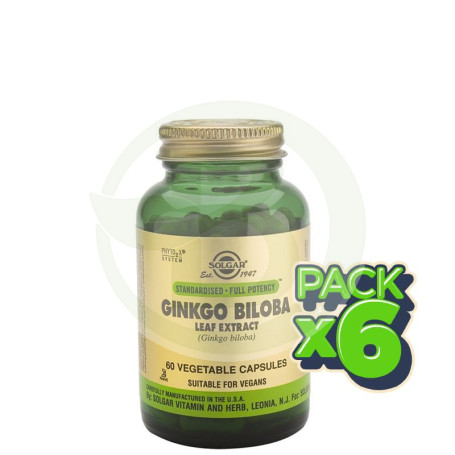 Pack 6x Ginseng Coreano Raíz 60 Cápsulas Solgar