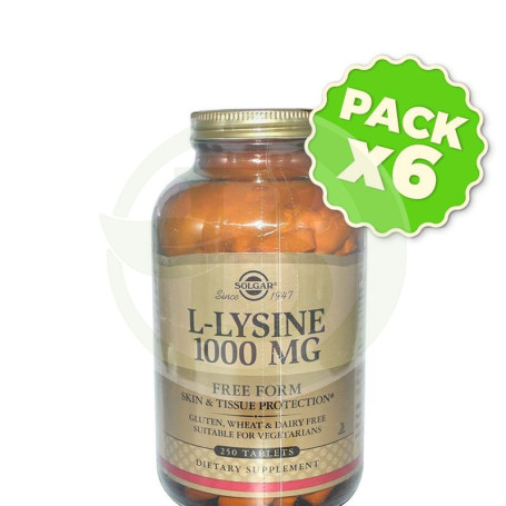 Pack 6x L-Lisina 1.000Mg. 250 Cápsulas Solgar