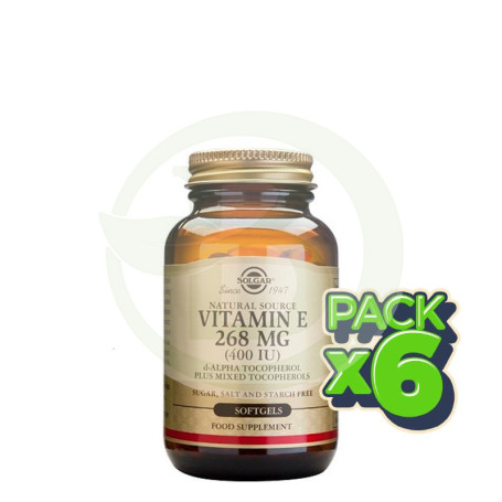 Pack 6x Vitamina E 400UI (268Mg.) 50 Cápsulas Solgar