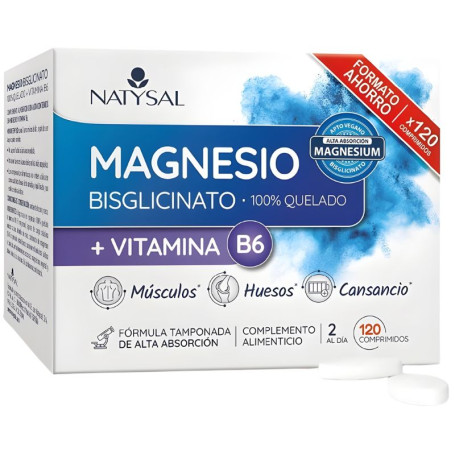 Magnesio Bisglicinato Quelado + B6 120 Compresse Natysal
