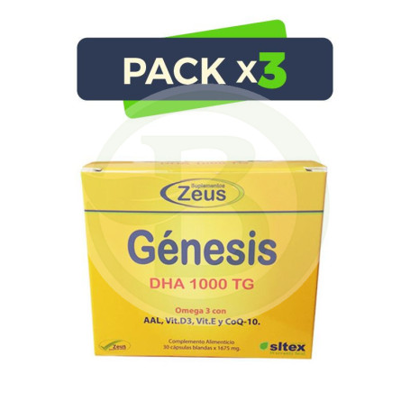 Pack 3x Génesis Omega 3 DHA 1000Mg 30 Cápsulas Zeus
