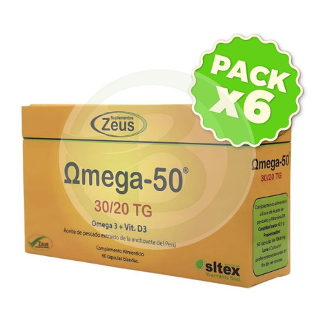 Pack 6x Omega-50 30/20 Tg 60 Cápsulas Zeus