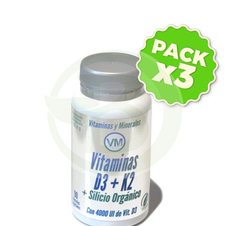 Pack 3x Vitamina D3 + K2 + Silicio Orgánico 90 Cápsulas Ynsadiet