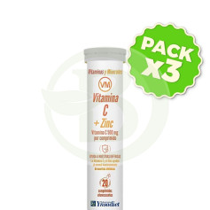Pack 3x Vitamina C + Zinco Effervescente 20 Tavolette Ynsadiet