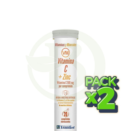 Pack 2x Vitamina C + Zinc Efervescente 20 Tabletas Ynsadiet