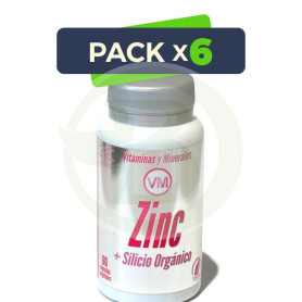 Pack 6x Zinc + Silicio Orgánico 60 Cápsulas Vegetales Ynsadiet