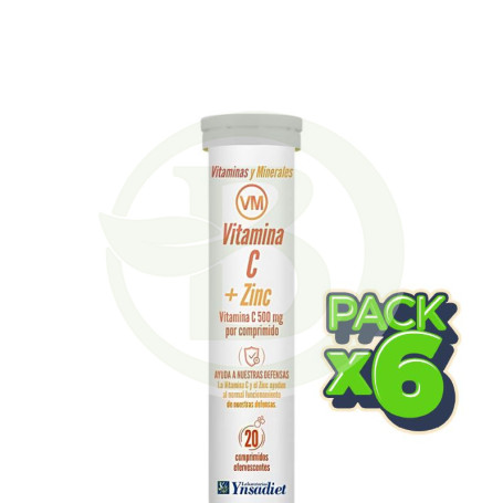 Pack 6x Vitamina C + Zinc Efervescente 20 Tabletas Ynsadiet