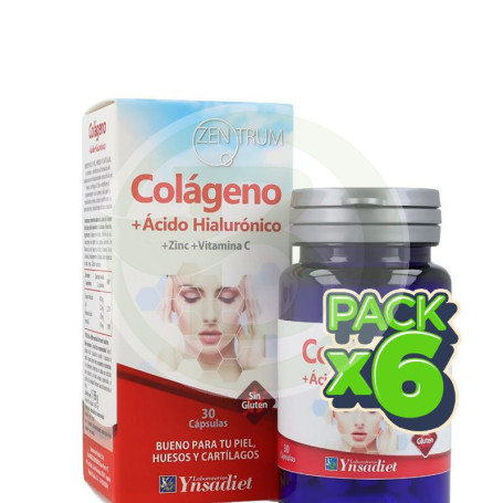 Pack 6x Zentrum Colágeno + Ácido Hialurónico 30 Comprimidos Ynsadiet