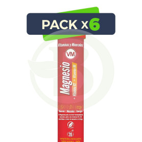 Pack 6x Magnesio + Vit B2 + Vit B6 20 Tabletas Efervescentes Ynsadiet