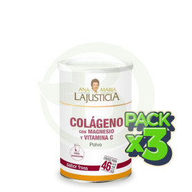 Pack 3x Colágeno con Magnesio Fresa 350Gr. Ana M. Lajusticia
