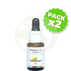 Pack 2x Vitamina K2 e D3 15Ml. Sura Vitasan