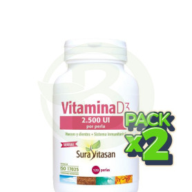 Pack 2x Vitamina D3 2.500Ui 120 Perlas Sura Vitasan