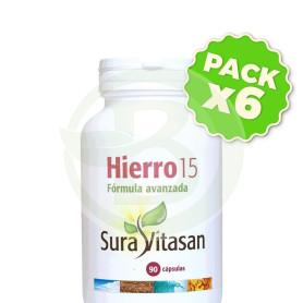 Pack 6x Hierro 15 90 Cápsulas Sura Vitasan