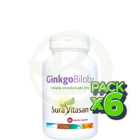 Pack 6x Ginkgo Biloba 60 Cápsulas Sura Vitasan