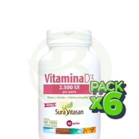 Pack 6x Vitamina D3 2.500Ui 60 Perlas Sura Vitasan