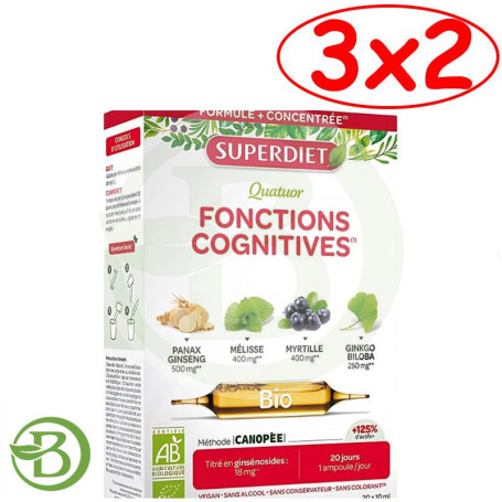 Pack 3x2 Cuarteto Funciones Cognitivas Bio 20 Ampollas Superdiet