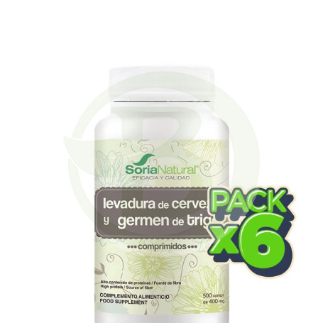 Pack 6x Germen de Trigo y Levadura de Cerveza Comprimidos Soria Natural