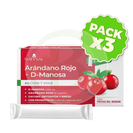 Pack 3x Arándano Rojo + D Manosa 7 Sticks Natysal