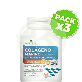 Pack 3x Colágeno Marino con Ácido Hialurónico 120 Cápsulas Natysal
