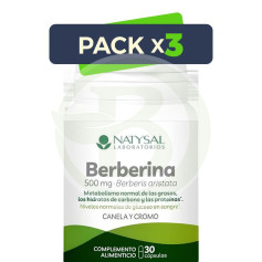 Pack 3x Berberina 500Mg con Cannella e Cromo 30 Capsule Natysal