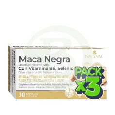 Pack 3x Maca Nera con B6, Selenio e Zinco 30 Capsule Natysal