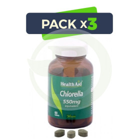 Pack 3x CLORELA 550MG 60 COMP HEALTH AID