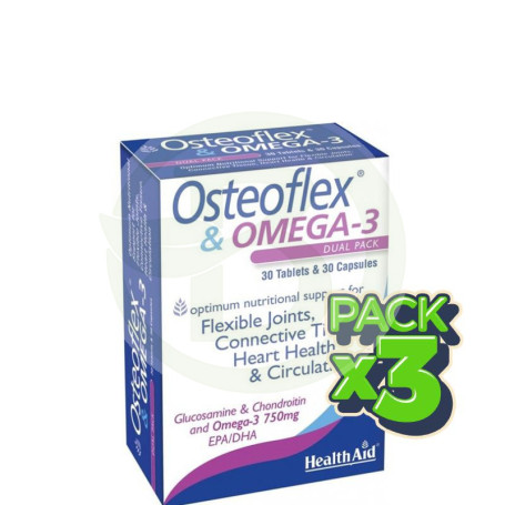Pack 3x Osteoflex + Omega 3 30+30 Comprimidos Health Aid