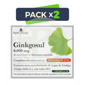 Pack 2x Ginkgosul 6.000Mg. 60 Comprimidos Natysal