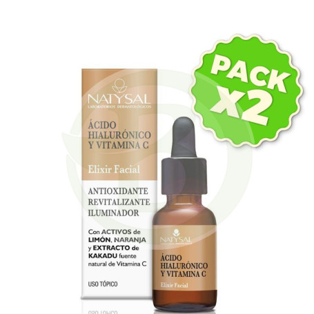 Pack 2x Elixir Facial de Ácido Hialurónico y Vitamina C 15Ml. Natysal