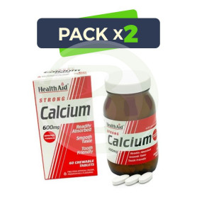 Pack 2x Calcio 600Mg. (Comprimidos Masticables) Health Aid