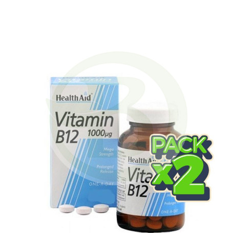 Pack 2x Vitamina B12 50 Comprimidos Health Aid