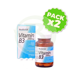 Pack 2x Vitamina B3 (Niacinamida) 250Mg. Health Aid