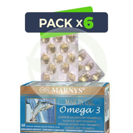 Pack 6x Mar In Oil (Aceite de Salmón) 60 Perlas Marnys