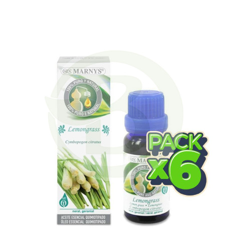 Pack 6x Aceite Esencial Alimentario de Lemongrass 15Ml. Marnys