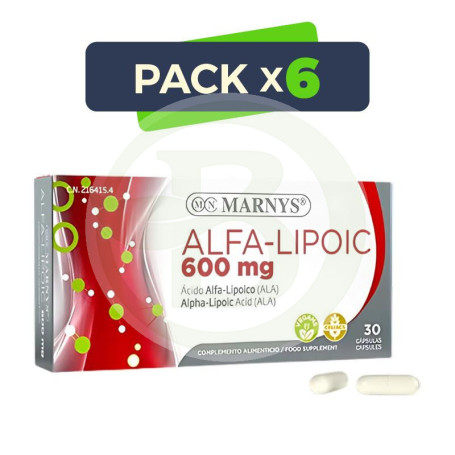 Pack 6x Alfa-Lipoic 600Mg 30 Cápsulas Marnys