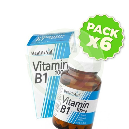 Pack 6x Vitamina B1 (Tiamina) 100Mg. Health Aid