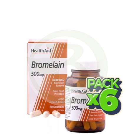 Pack 6x Bromelina 500Mg. Health Aid