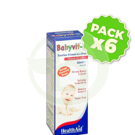 Pack 6x Babyvit D Gotas 50ML. Health Aid