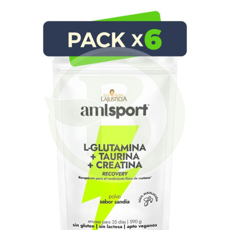 Pack 6x L-Glutamina+Taurina+Creatina Amlsport 590G Ana María Lajusticia