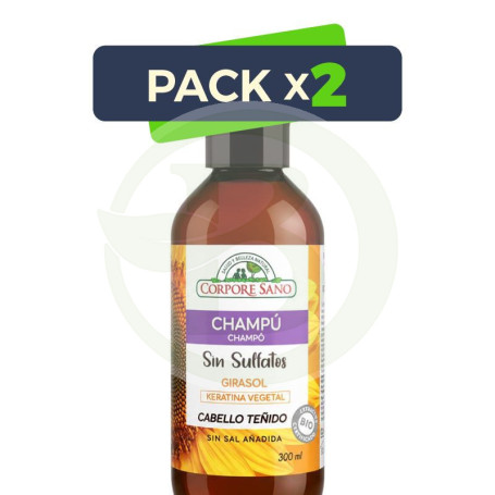 Pack 2x Champú para Cabellos Teñidos sin Sulfatos 300Ml Corpore Sano