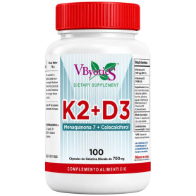 Vitamina D3+K2 Menaquinona Mk7+D3 100 Perle Vbyotics