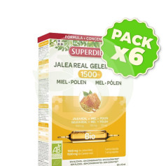 Pack 6x Jalea Real Miel + Polen Bio 1500Mg 20 Ampollas Superdiet