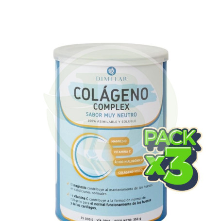 Pack 3x Colágeno Complex Sabor Neutro 350G Dimefar