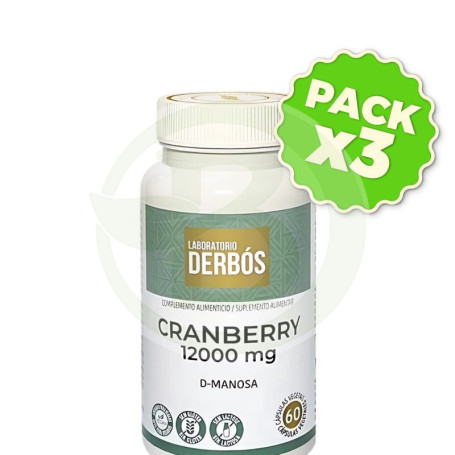 Pack 3x Cranberry 12000Mg 60 Cápsulas Vegetales Derbós