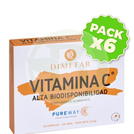 Pack 6x Vitamina C-500 Pureway 30 Cápsulas Dimefar