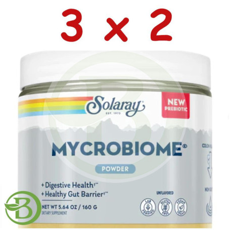 Pack 3x2 Mycrobiome Powder sin Sabor 160G Solaray