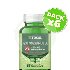 Pack 6x Fitosol Ashwagandha Ksm66 60 Cápsulas Ynsadiet
